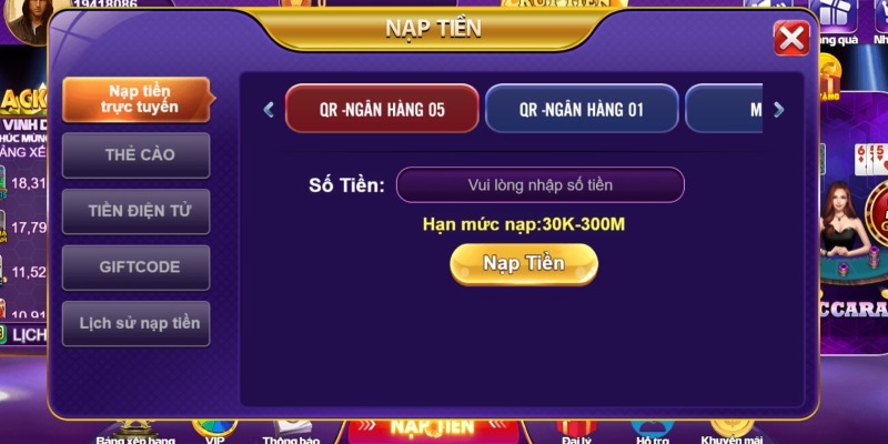 Nạp tiền 68 Game Bài qua ngân hàng